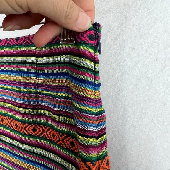 Tribal FESTIVAL BOHO Multicolor Embroidered Woven Western Skirt Mini Navajo S - Picture 4 of 11
